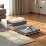 Super Practical! 1 Thickened Pink Grey Color Block Oxford Storage Box, End Home Clutter Easily