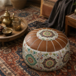 6 Gorgeous Dunhuang Style Leather Storage Ottomans, Large Capacity Elevate Chinese Style Home Aesthetics
