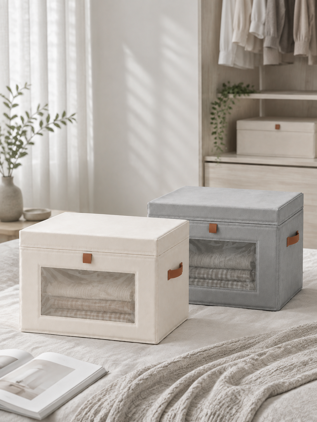 2 (38) 6‑Pack Thickened Visible Clothes Storage Box, Dust‑Proof Stackable Organizer To Mess‑Proof Your Wardrobe - Imatge 1